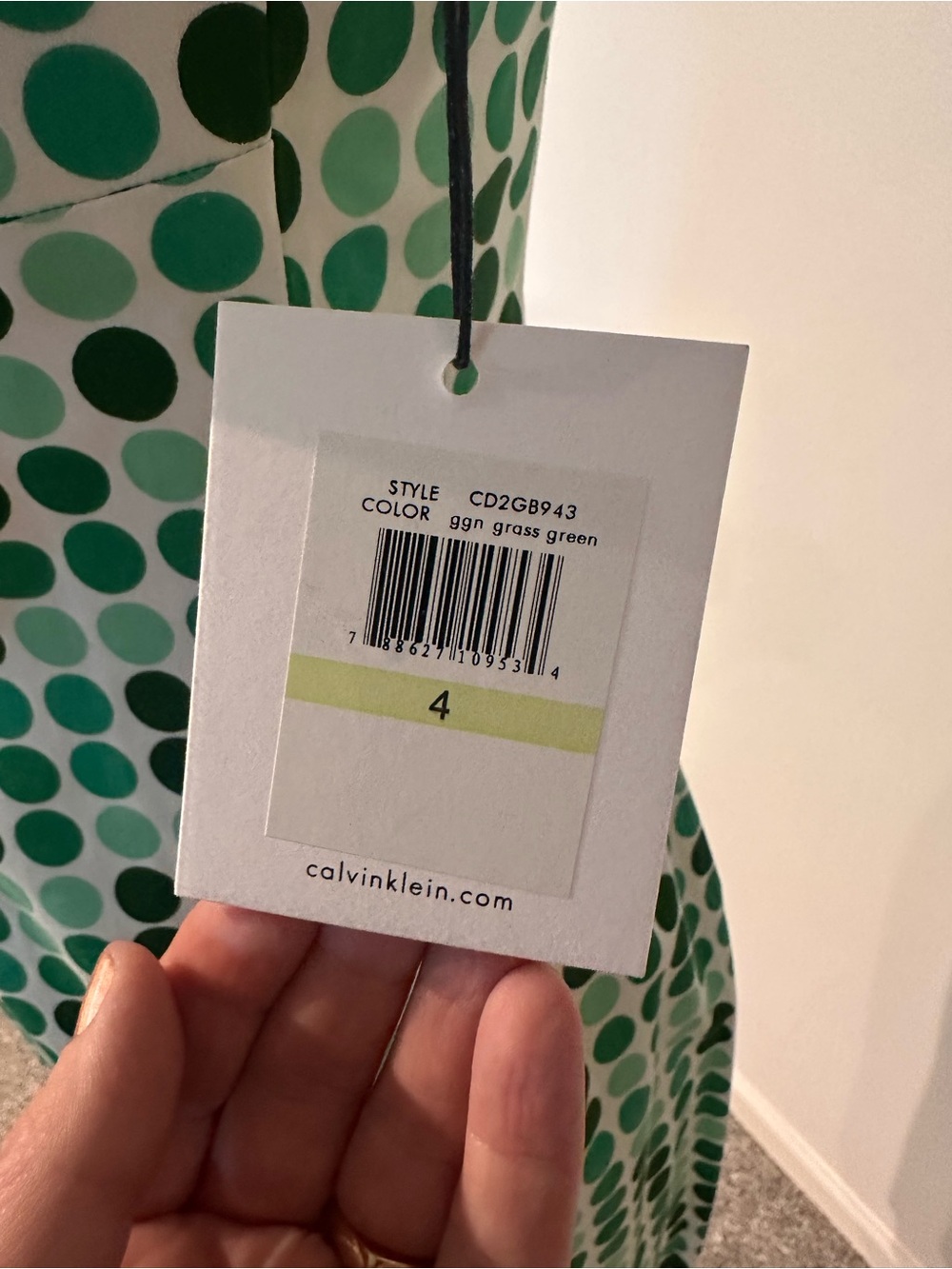 Calvin Klein Green Polka Dot Midi Sheath Dress- New with Tags - Picture 5 of 7